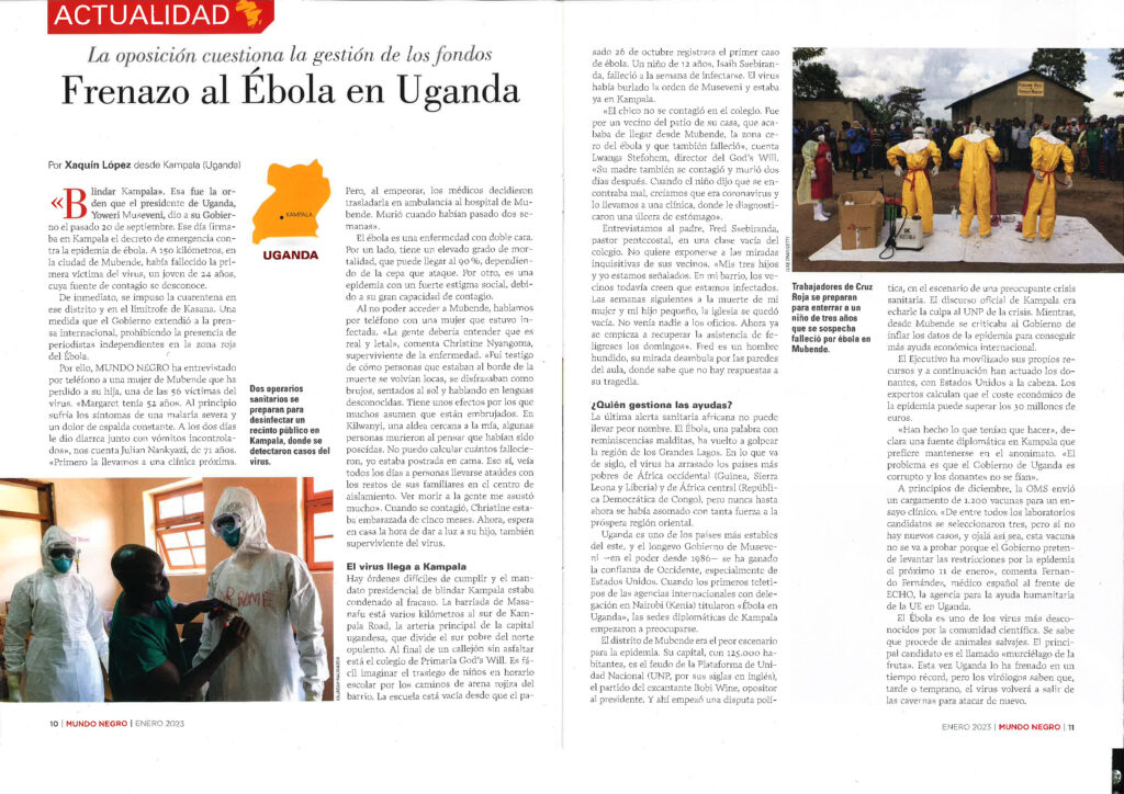 Frenazo al Ébola en Uganda MUNDO NEGRO
